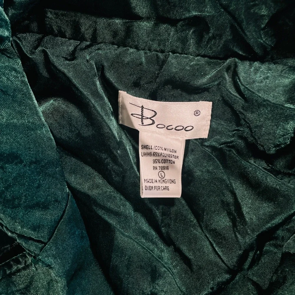 Vintage quilted bomber‎ jacket emerald green 80s 90s cropped nylon L